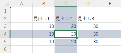 濃い青のフォーカスセルの色で表示する