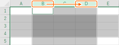 選択範囲の列を解除する前、２回目