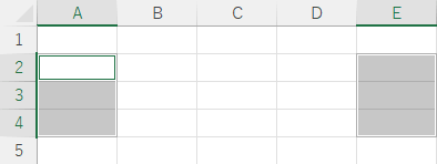 選択範囲の列を解除した後