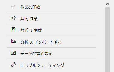 ヘルプの目次