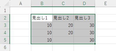連続したデータの終端まで拡張した後