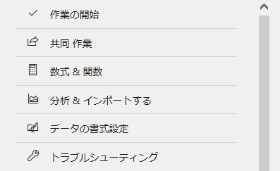 ヘルプウィンドウの目次