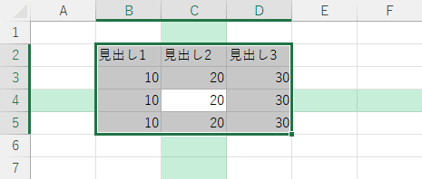 選択範囲のセルにフォーカスする