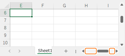 水平スクロールバーの空きスペースを選択