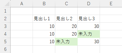空のセルにまとめてデータを入力した後