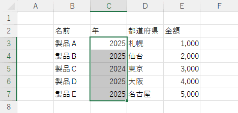 データチェックしたい範囲を選択しておく