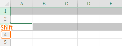 離れた範囲選択の終点となる行を選択