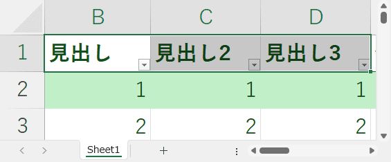 列を選択して拡大した後